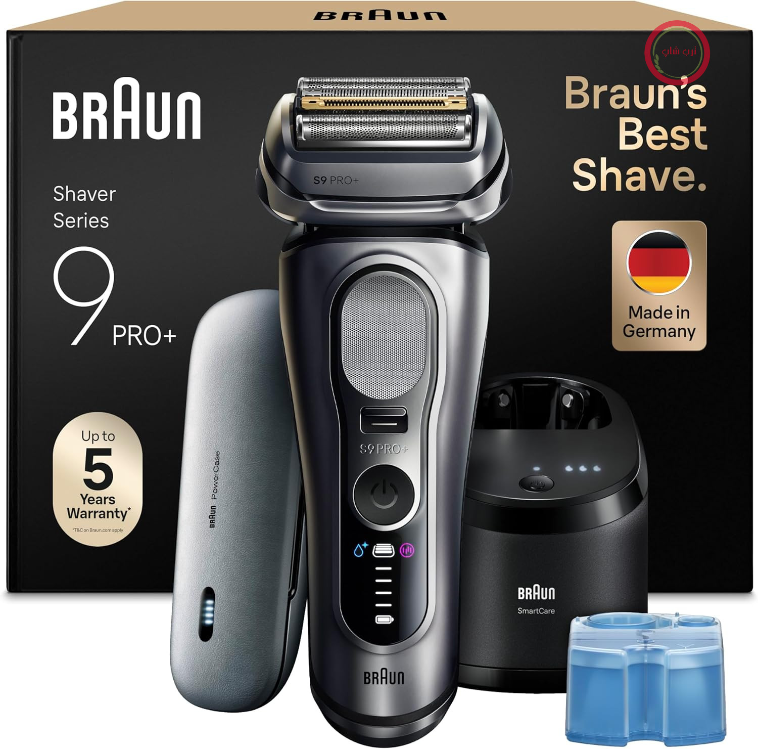 ریش تراش برقی براون آلمان سری 9 پرو پلاس طلایی با ایستگاه شستشو هوشمند مدل Braun 9677cce